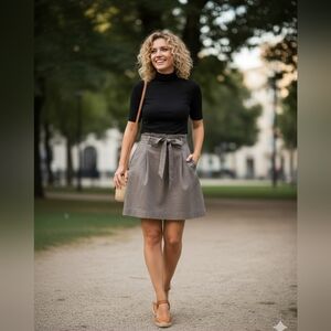 BCBGMaxAzria Chic Taupe Paper Bag Skirt